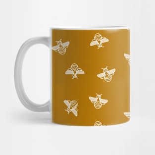 Bee pattern in gold yellow background Mug